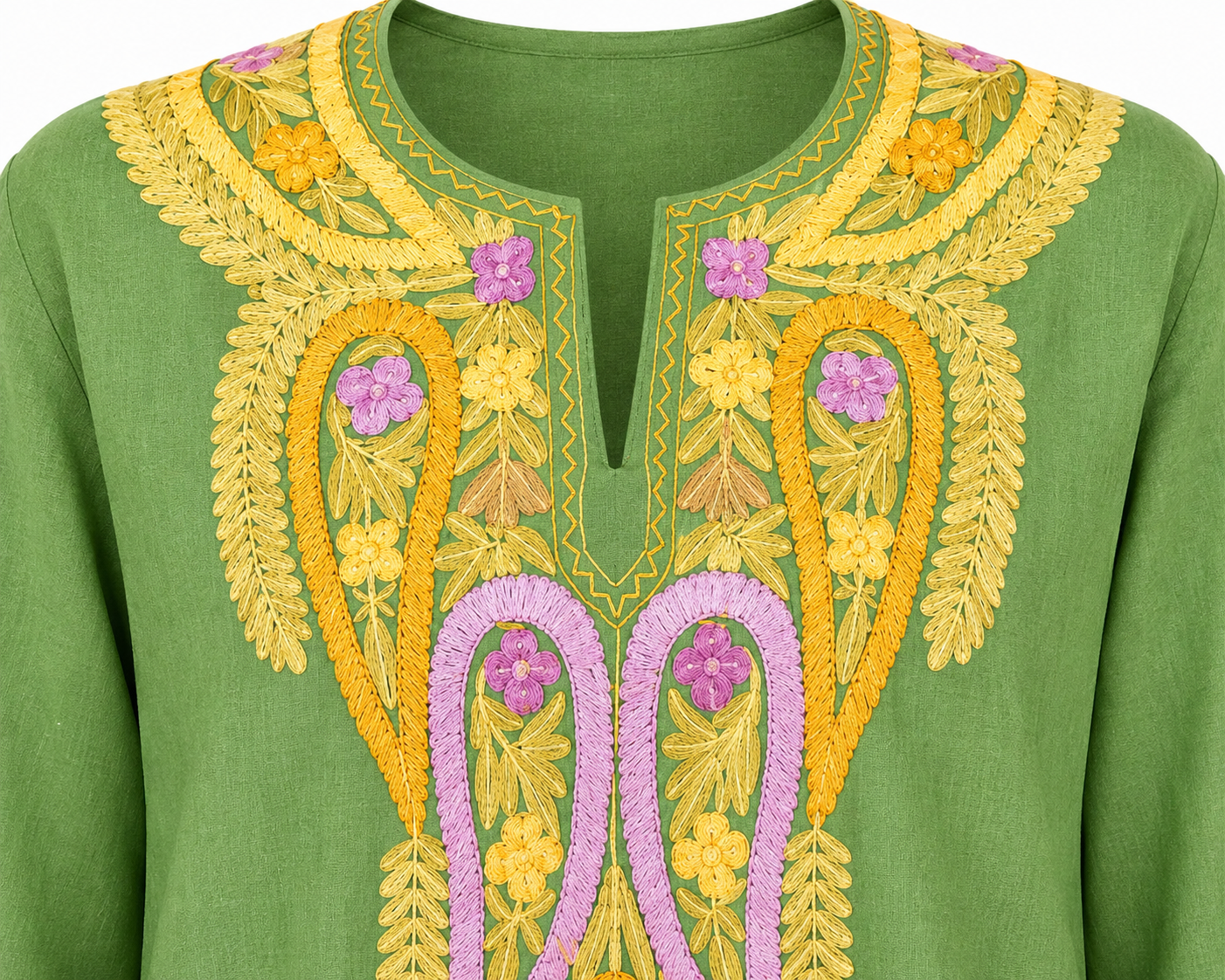 Kashmir Aari cotton Co-Ord Set | Dark Green